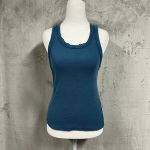 We The Free Tank Top Rowan Ribbed Crochet Trim Y2K Boho Coquette Sz S Blue